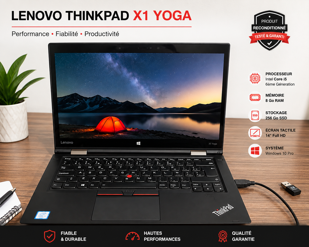 Lenovo ThinkPad X1 Yoga – Ordinateur portable tactile 14"